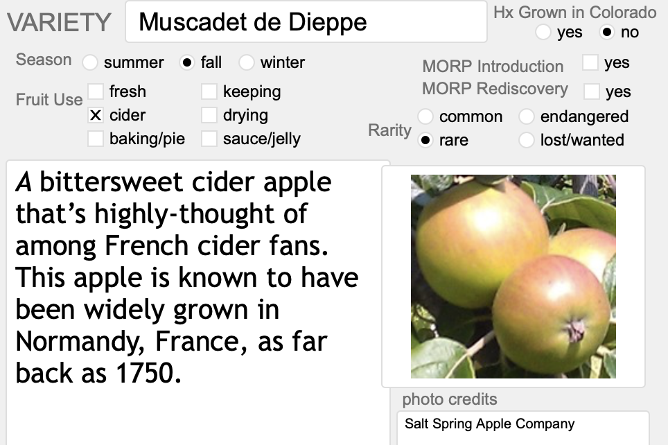 Muscadet de Dieppe – Montezuma Orchard Restoration Project